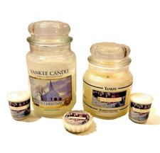 5 pc - Yankee Candle WHITE CHRISTMAS 22 oz, 14.5 oz, votives  Tart Retired