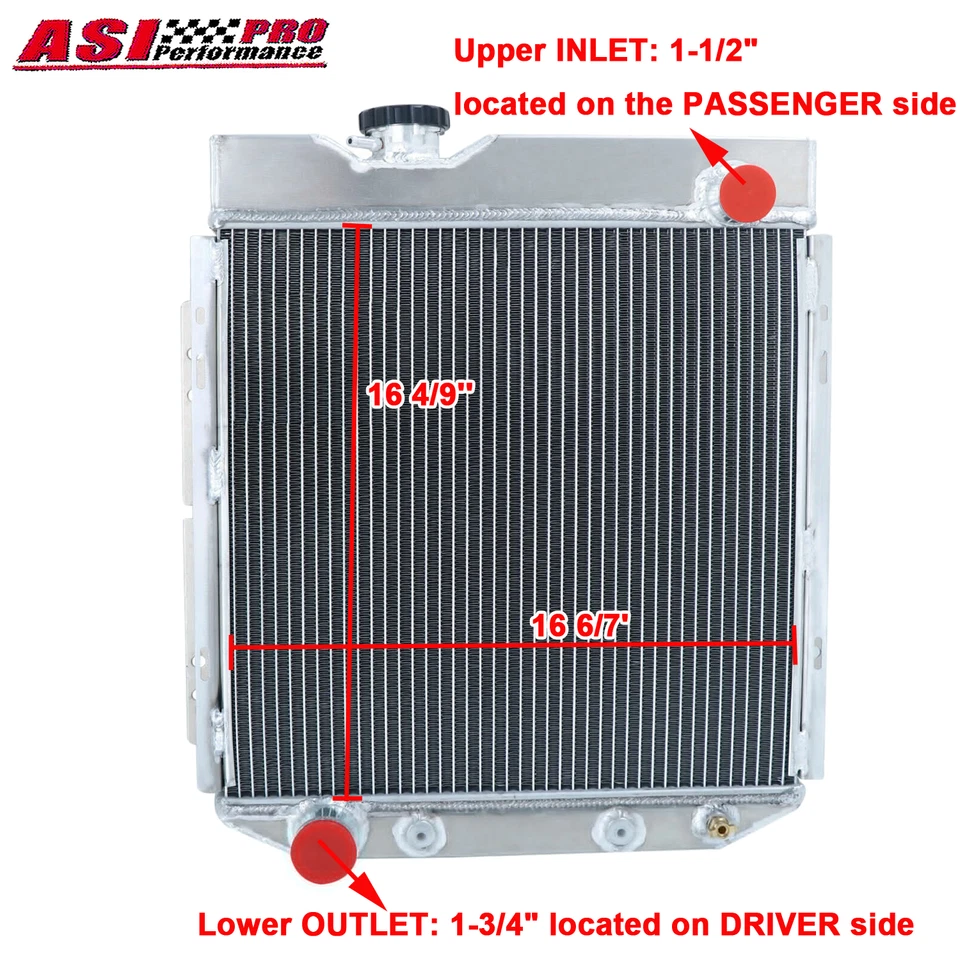 3 Row Radiator Fit 1960-66 Ford Falcon Mustang Econoline Ranchero Mercury Comet — 第 3/4 张图片
