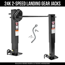 Bulldog Tandem 2-Speed 24K Square Trailer Jack Set Spring Return Trad. Gearbox