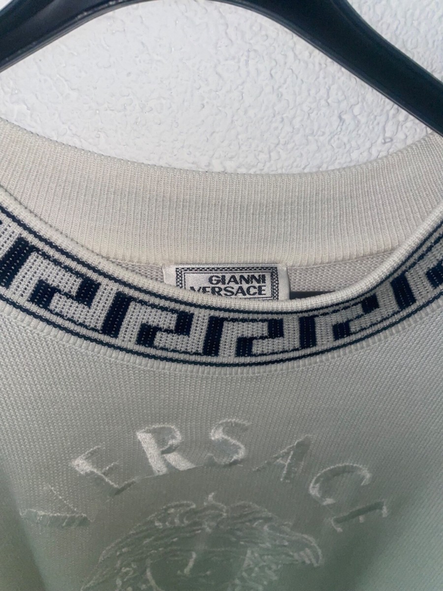 Gianni Versace Vintage 90s Sweater Rare Couture L White Mens Gianni Versace Vintage 90s Sweater Rare Couture L White Mens