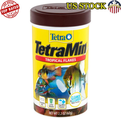Nutritionally Balanced Tropical Fish Food Flakes Clear Water Formula 2.2oz New