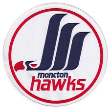 1987-93 MONCTON HAWKS AHL HOCKEY MINORS VINTAGE 8.5" JERSEY FRONT PATCH