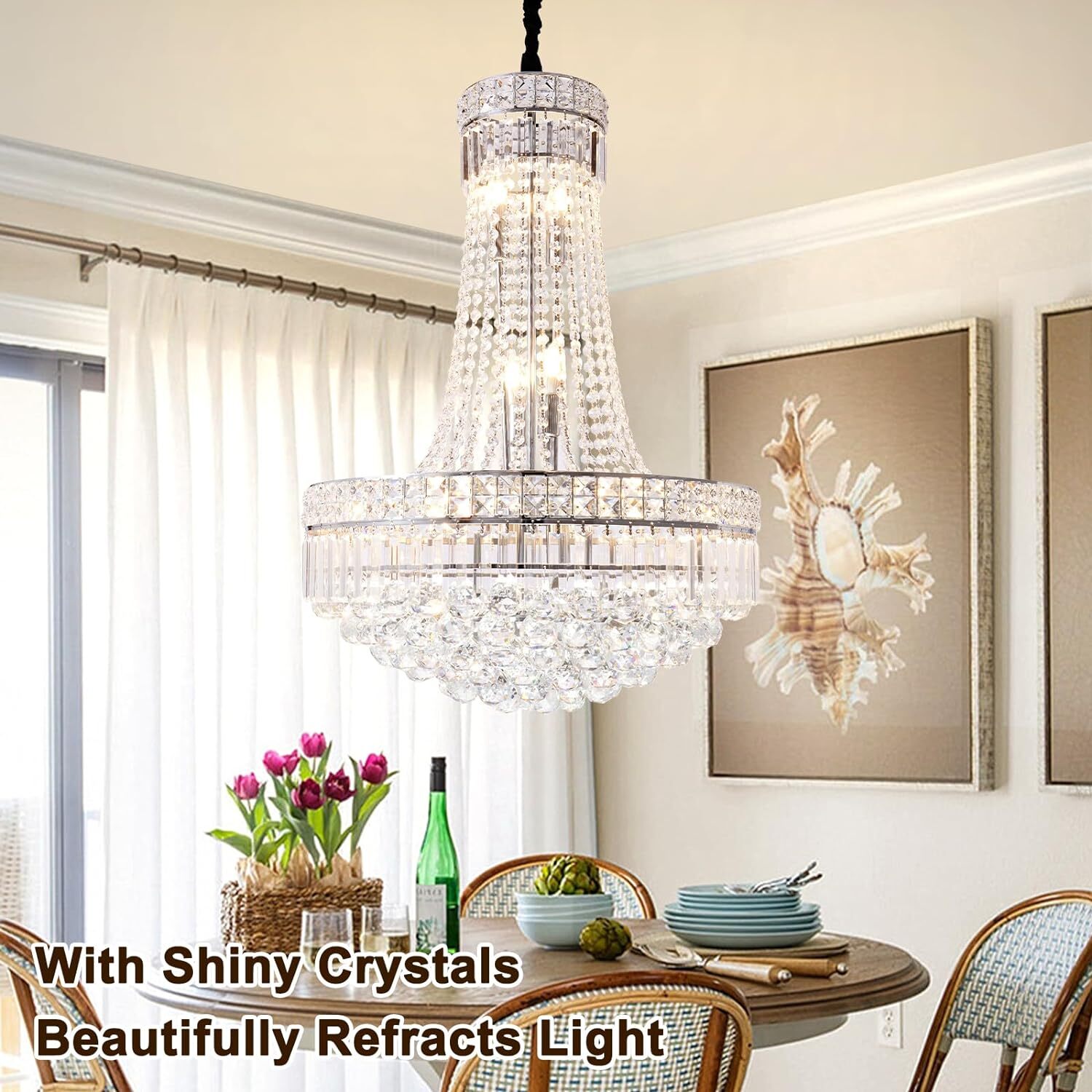 Silver/Gold Empire Crystal Chandelier 13-Light Pendant Fixture Ceiling Lighting