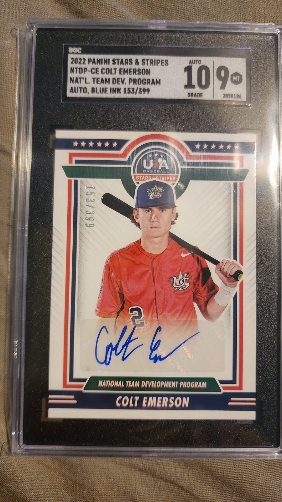 Colt Emerson Autograph /399 SGC 9 AUTO 10 MLB #1 PROSPECT