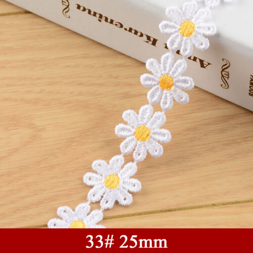 13/15/25mm Guipure Embroidered Daisy Flower Lace Trim Sewing and Embellishment - Picture 44 of 63