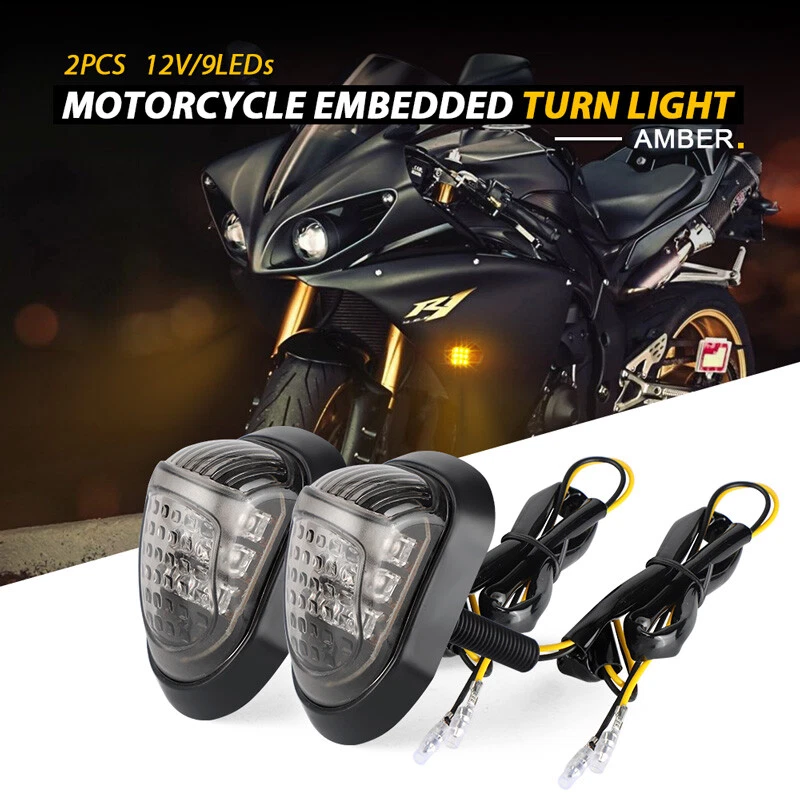 4x Motorcycle Flush Mount Turn Signals 9 LED Indicators Blinker Light Universal - Image 4 of 4