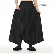 Japanese Street style women's casual wide leg pants loose stripe trousers
