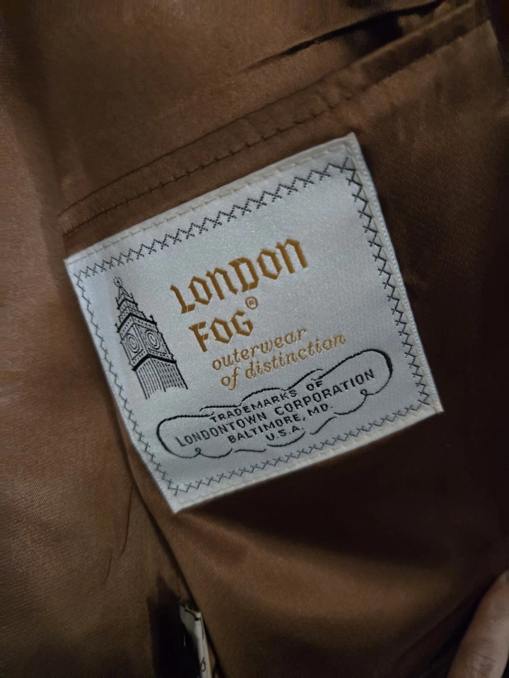 Abrigo Blazer Vintage Años 70 Londres Niebla Para Hombre Talla 38R Cuero Caramelo Marrón Chaqueta Foto 3 de 4