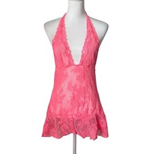 Victoria  s Secret Lace Babydoll Halter Slip Large Pink