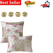 Luxury Quilted Printed Patchwork Bedspread Comforter Throw Set with Pillow Sh...