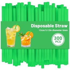 300 Pack Green Cocktail Straws 5inch Short Straws for Drinks, 0.24inch Diamet...