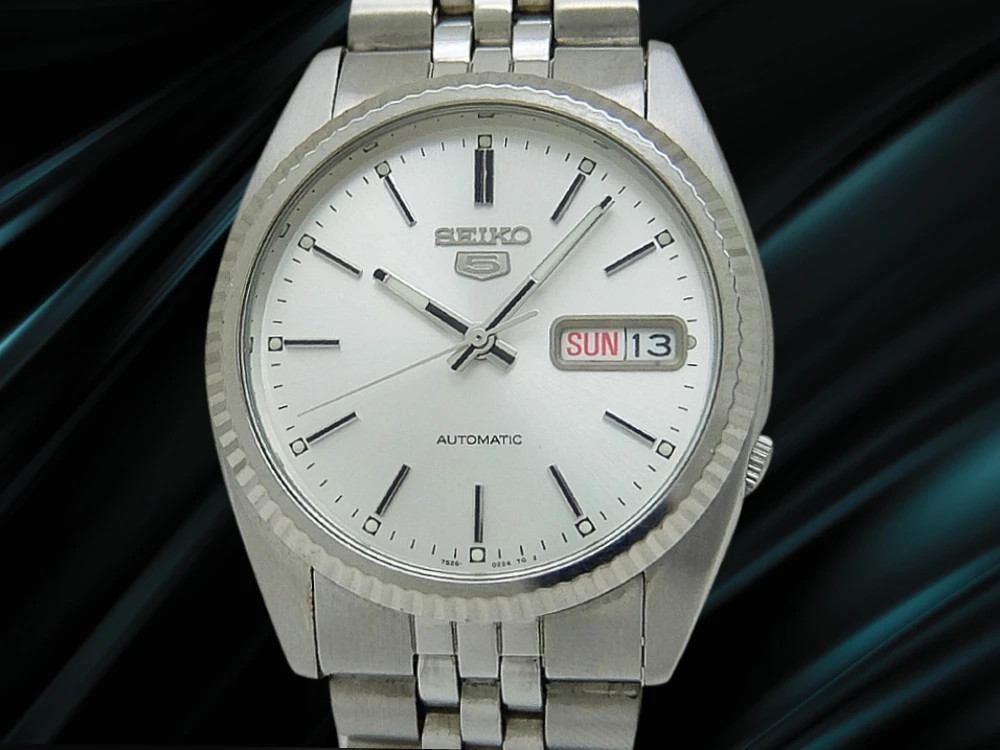 Seiko 5 SKXJ89K 7S26-3110 Silver Dial Fluted Bezel Automatic 36mm
