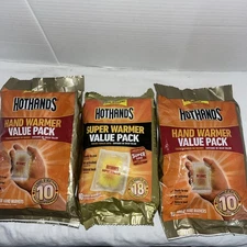 3 Packs HotHands Super Warmer Value Packs 2- 10 1-18 Each for 18 Hours Exp 02/27