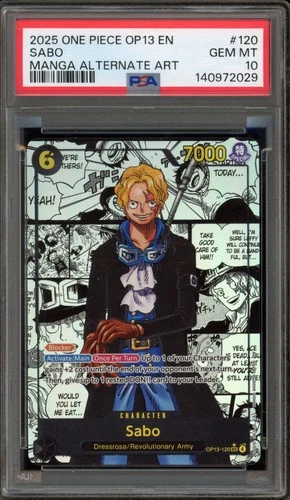 One Piece CCG Sabo Manga Alternate Art OP13-120 PSA 10 Gem Mint