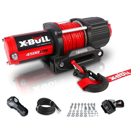4500 lbs Electric Winch 12V Kit with Synthetic Rope, Wireless Remote for ATV/UTV
