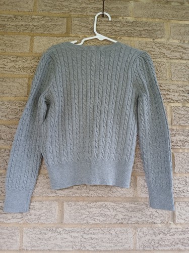 Polo Ralph Lauren Youth Girls Lt Gray Cable Knit Cotton Cardigan Sweater Size 6 - Picture 2 of 3