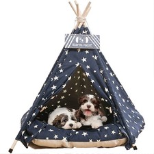 Pet Teepee Tents, 24 Inch Portable Indoor Dog Teepee Bed with Thick Cushion, ...