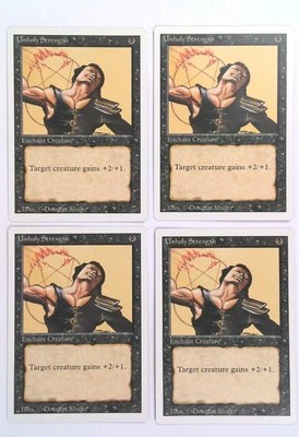 Magic The Gathering Revised Edition Unholy Strength Card Lot of 4 1994 Playset