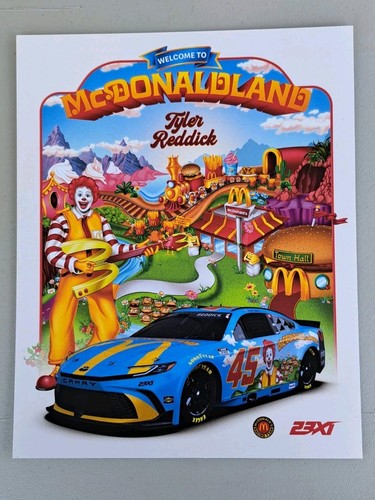 Tyler Reddick 2025 McDonald Land 8x10 NASCAR #45 Cup Hero Post card 