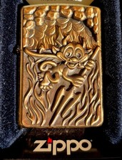 Brass Armor Devil With Pitch Fork 3D Emblem Zippo Lighter