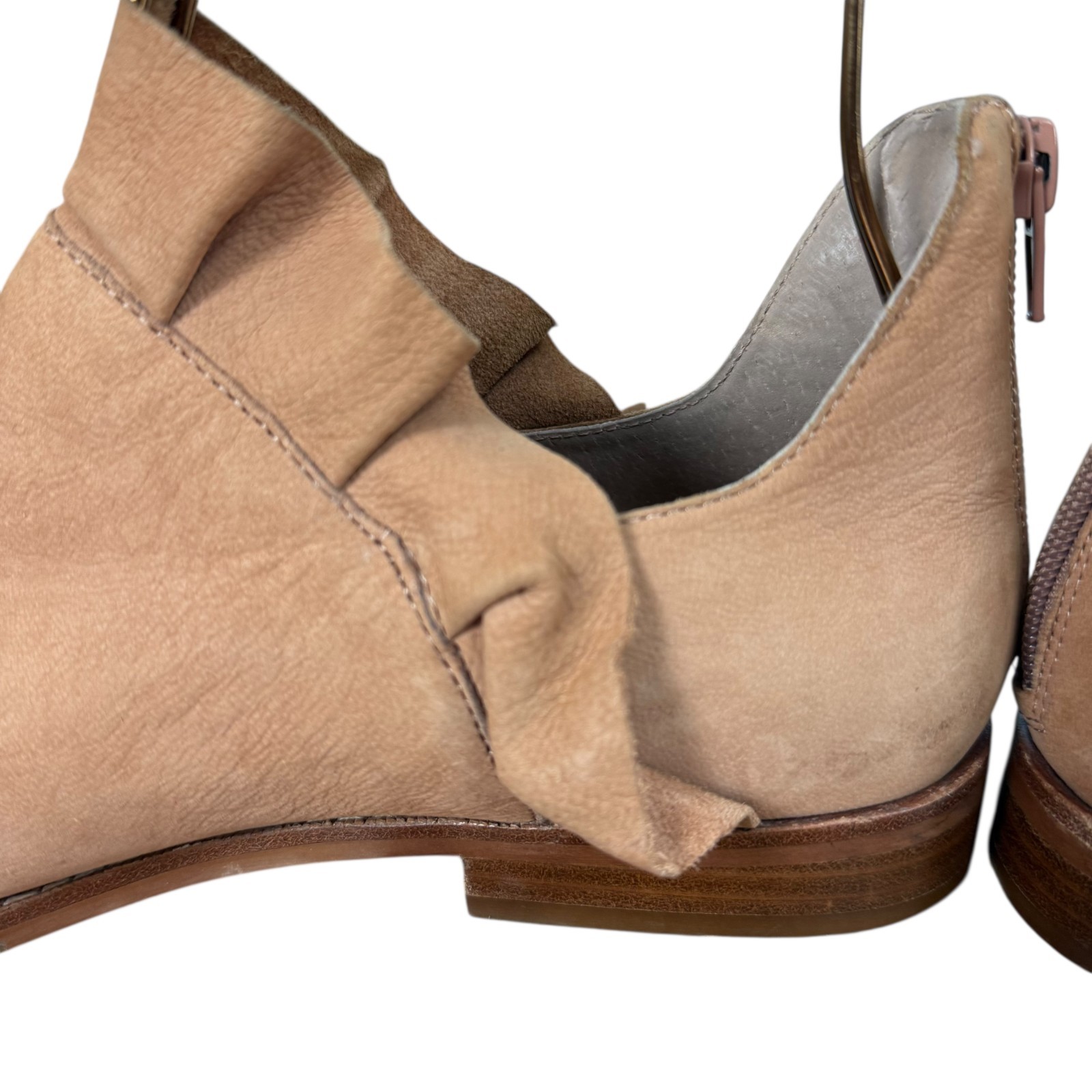 Sole Society Brinya Suede Ruffle Ankle Boots Booties Slip On Shoes Blush sz 10