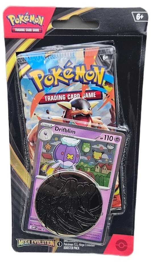 Pokemon Mega Evolution Factory Sealed Blister Booster Pack Drifblim w/ Coin Pokemon Mega Evolution Factory Sealed Blister Booster Pack Drifblim w/ Coin
