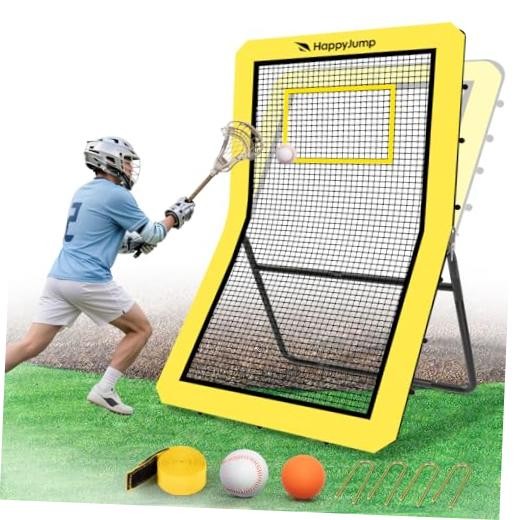7x4 FT Lacrosse Rebounder Net, 5 Angles Portable Quick Setup with Balls ...
