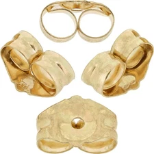 4 14K Solid Yellow Gold Light Weight Friction Earring Backs 5mm