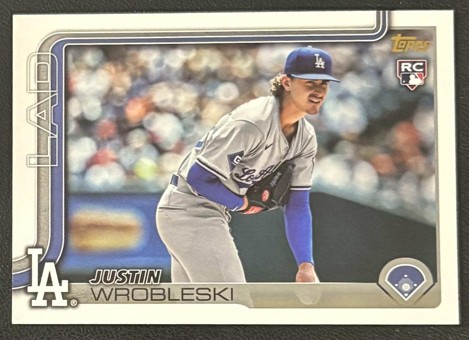 Topps 2025 Justin Wrobleski #204 Golden Mirror SP Image Variation RC Dodgers