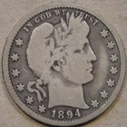 1894-O Barber Quarter 25c VG as Pictured L3-1