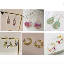 FREE Dried Flower Butterfly Tear Water Drop Hipster Classy Chic Hoop Earrings