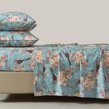 Size Floral Sheets Set, 100 Cotton Bed Sheets King Mint Green Birds Flowers