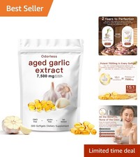 Odorless Garlic 7500mg Per Servings, 300 Softgels  2 Aged Garlic Extra...