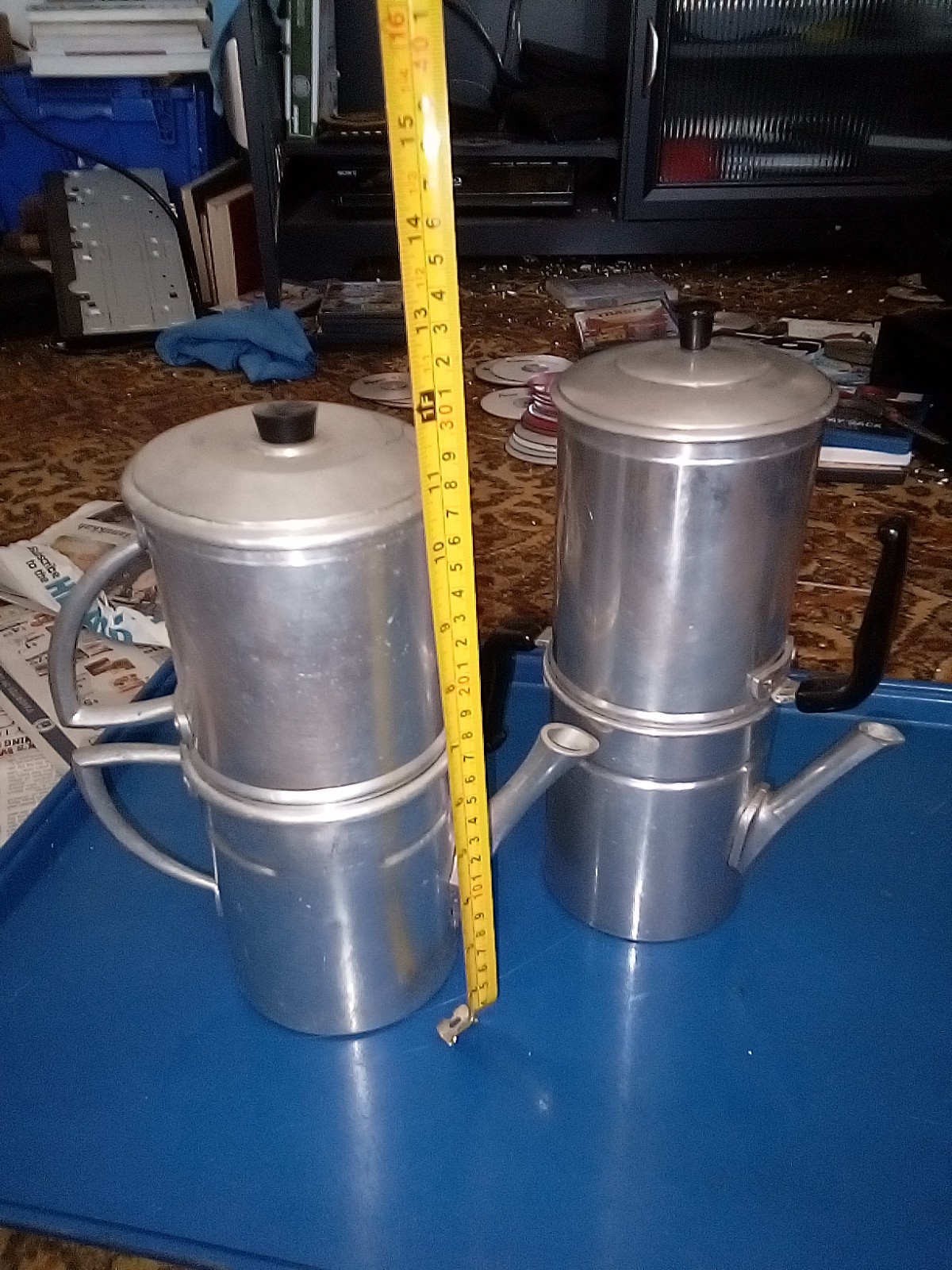2 Vintage Large Italy Neapolitan Flip Coffee Pot Espresso  A