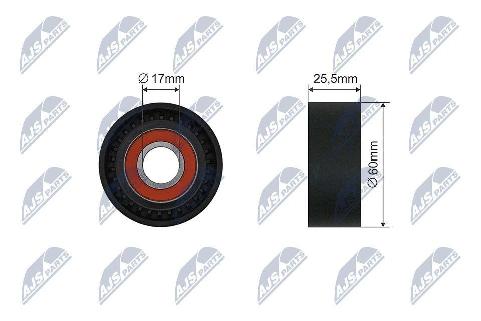 NTY Idler Pulley V-Ribbed Belt Tensioner Pulley RNK-RE-028 60x26x17mm