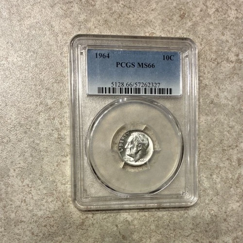 1964 Roosevelt Dime 10C PCGS MS66 Uncirculated US COIN 90% SILVER RARE
