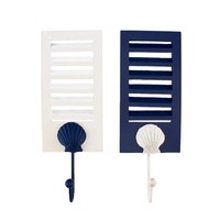 2 Wood Shutter Frame Towel Wall Hooks With Seashell Accent on sale 2 Wood Shutter Frame Towel Wall Hooks With Seashell Accent on sale