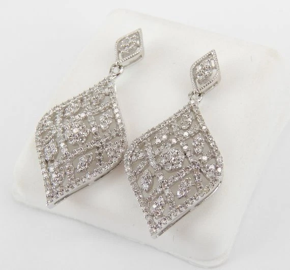 1.25 CT Round Moissanite Chandelier Dangle Drop Earrings Real Sterling Silver - Image 3 of 4