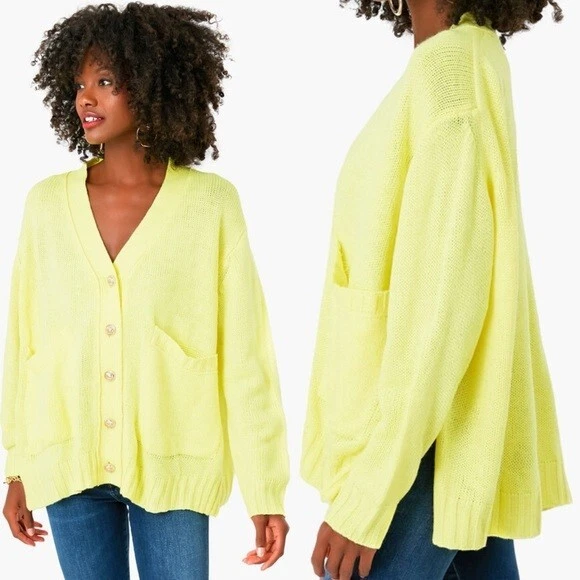 Neon yellow cardigan sale