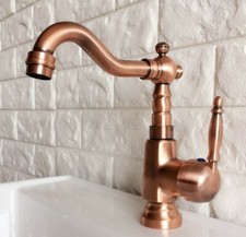 Antique Copper Bathroom Sink Basin Faucet Single Handle Mixer Tap Swivel Spout