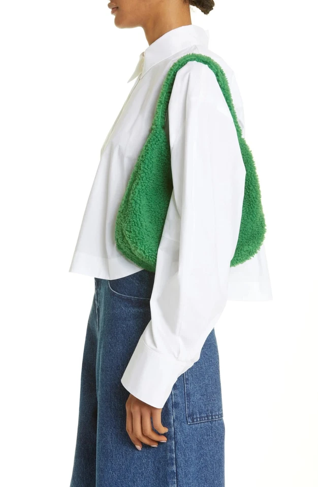 Mansur Gavriel 女式柔软糖果剪绒流浪汉单肩包钱包翡翠绿色 — 第 4/4 张图片