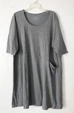 NEW Pure J. Jill XL 3/4 Slv Easy Knit Seamed Dress Pocket Cotton/Modal Gray