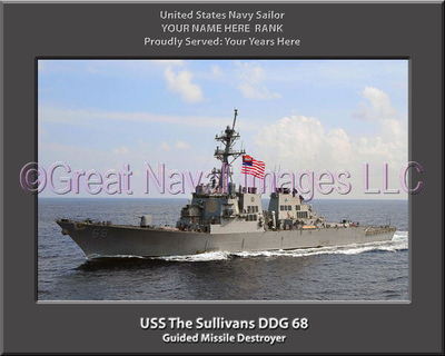 USS The Sullivans DDG 68 Personalized Canvas Ship Photo Print Navy Veteran Gift