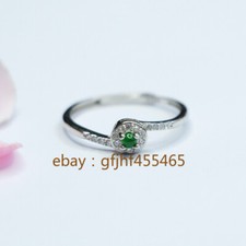 Certificate S925 Silver Ice Green jadeite Women ring is adjustable