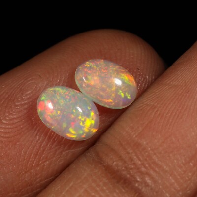 Marvelous Ethiopian Welo Fire Opal Cabochon Pair Gemstone, Pair for Earring,