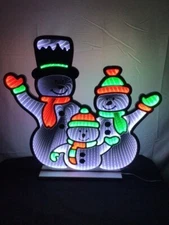 LED Infinity Mirror Strip Light 3D Snowman Family Christmas Decoration Sign