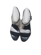 Michael Kors Simone Mid Sandal Glitter Fabric Black Size 8