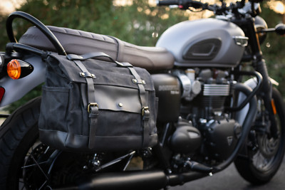 Triumph Bonneville T120 T100 Saddle Bags Luggage with custom mounts BLACK PAIR