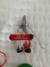 Ganz Resin Gnome Christmas Ornament "Our 1st Christmas" Grey Fabric Hat