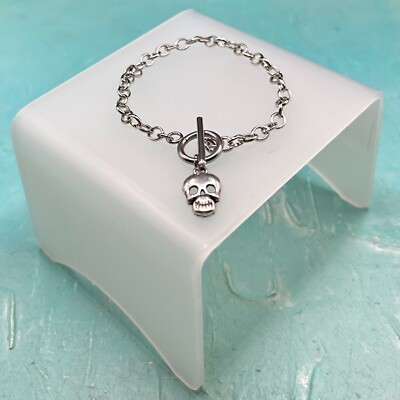 Silver T-Bar Skull Bracelet - New With Tags Handmade Original Design Unique